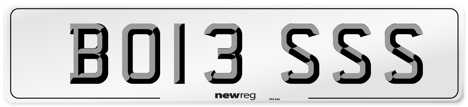BO13 SSS Number Plate from New Reg